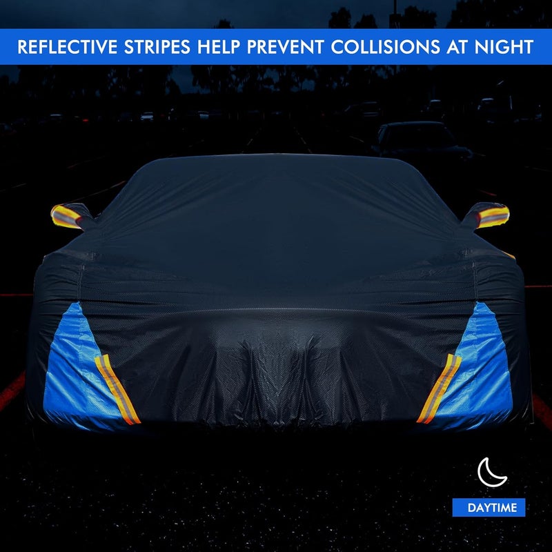 DINGHAO Car Cover Waterproof All Weather, 6 Layers Outdoor Full Exterior Cover Rain Sun UV Snowproof Protection with Zipper Cotton, Mirror Pocket for Mazda MX-5 - Image 4